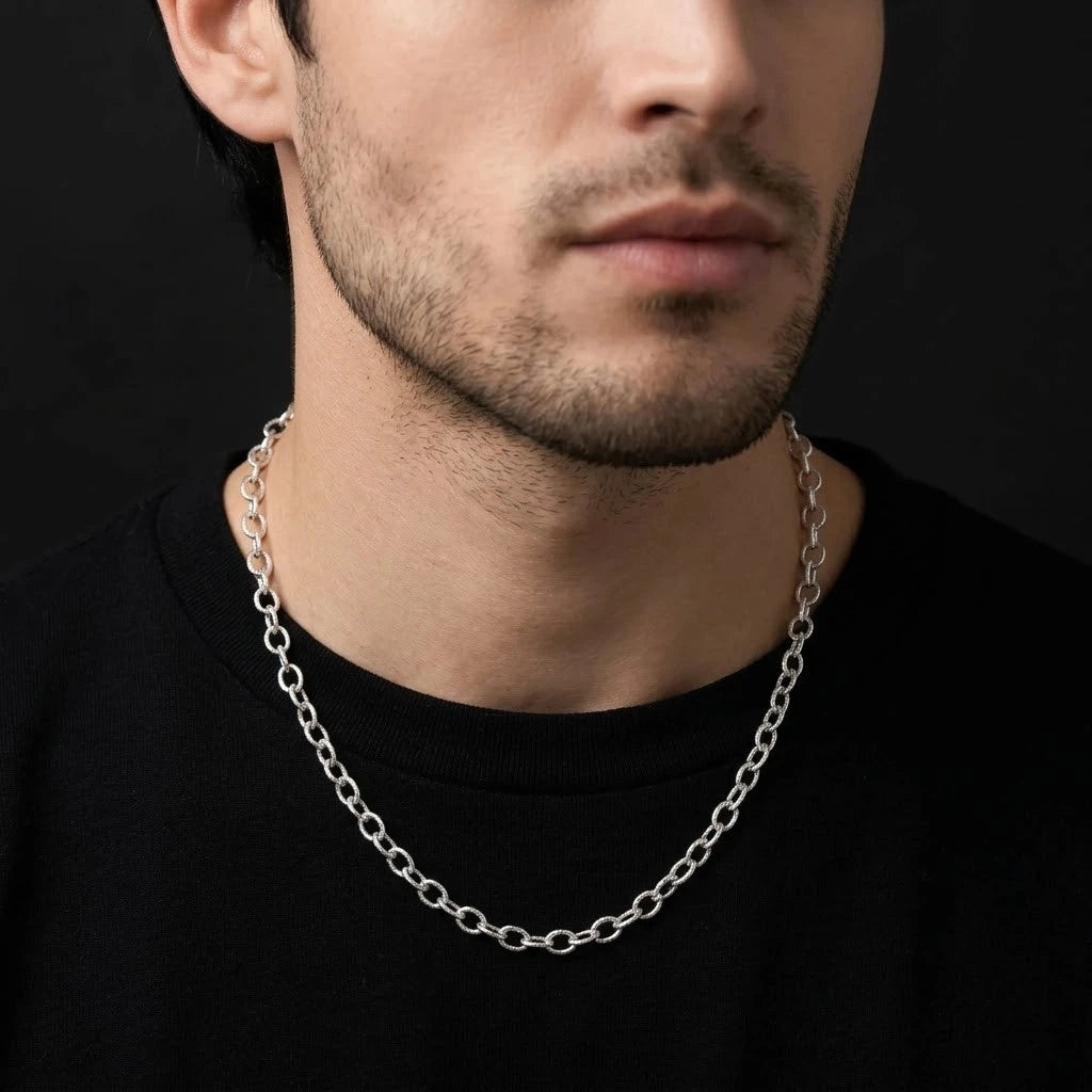 Silver Round connecting Design Chain for Boys