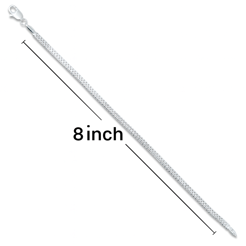 Silver Simple Square Box Design Chain Bracelet for Boys