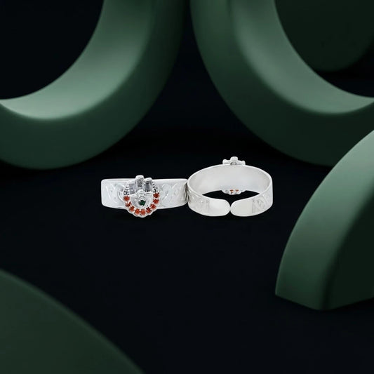 Silver Unique Design Orange Gem Stone Bichhiya for Girls