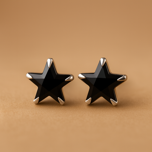 (2 Pcs Combo) Color Your Spark Star Stones Unisex Silver Earrings in Vibrant lung