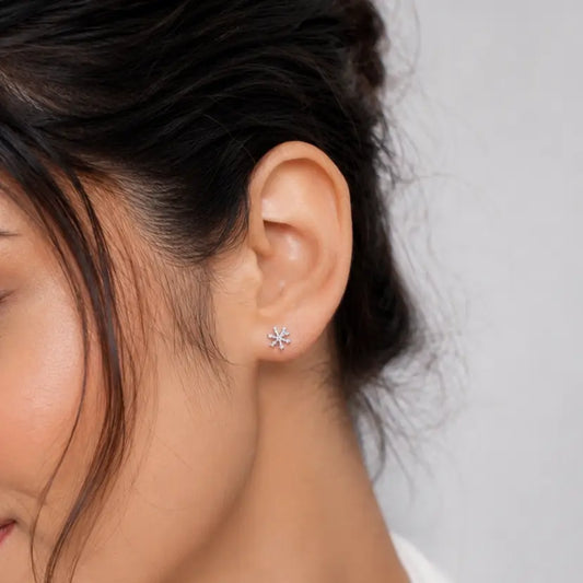 Sparkling Snowflake CZ Stud Earrings