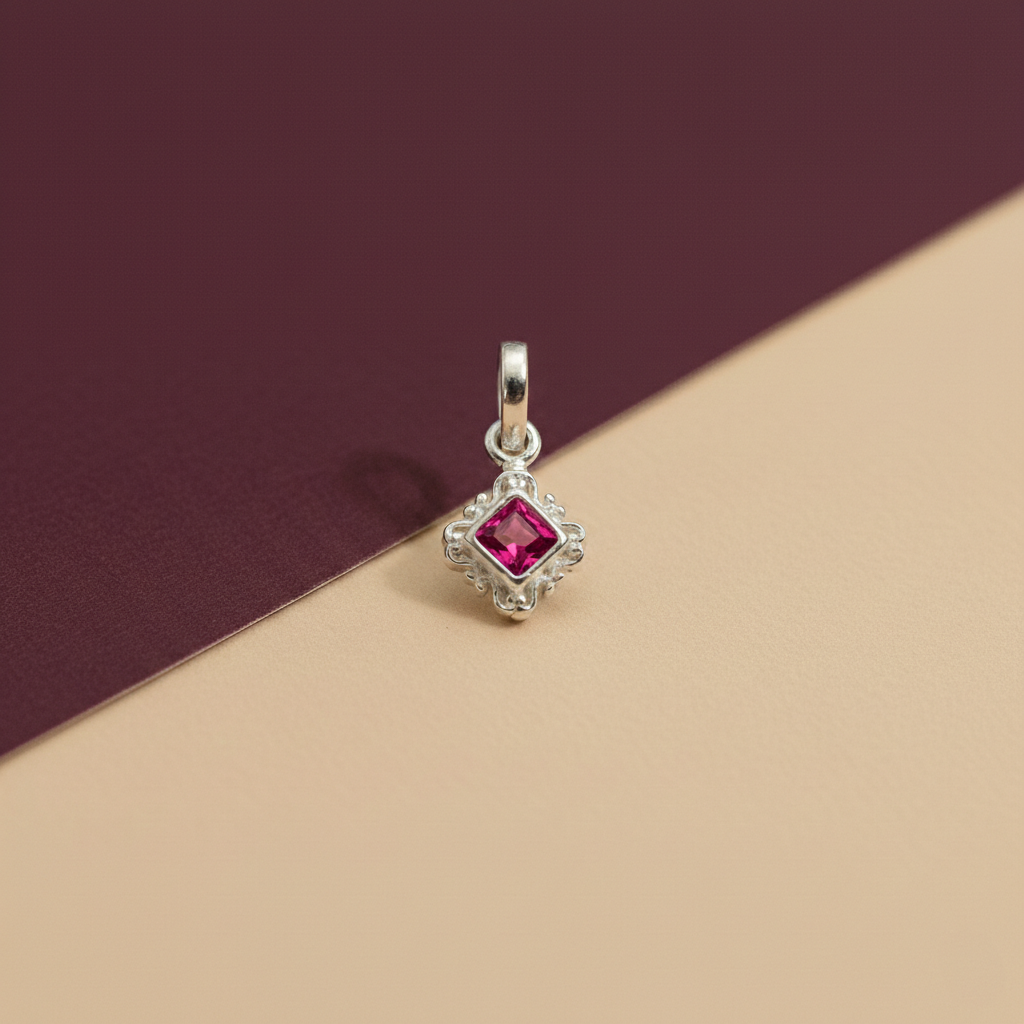 Square Stone Silver Pendant