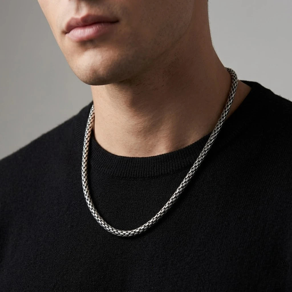 Sterling Silver Solid Wheat Chain For Boys