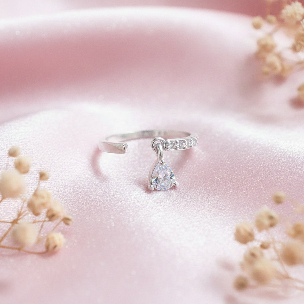 Waterdrop Latkan Adjustable Silver Ring