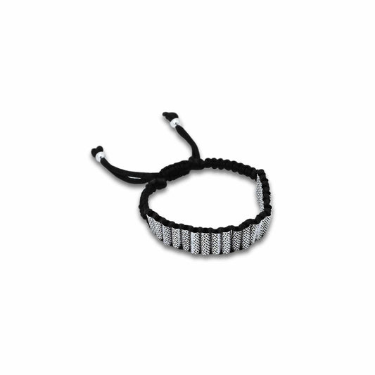 Stylish silver bracelet for boys with a series of cylinder-shaped silver beads