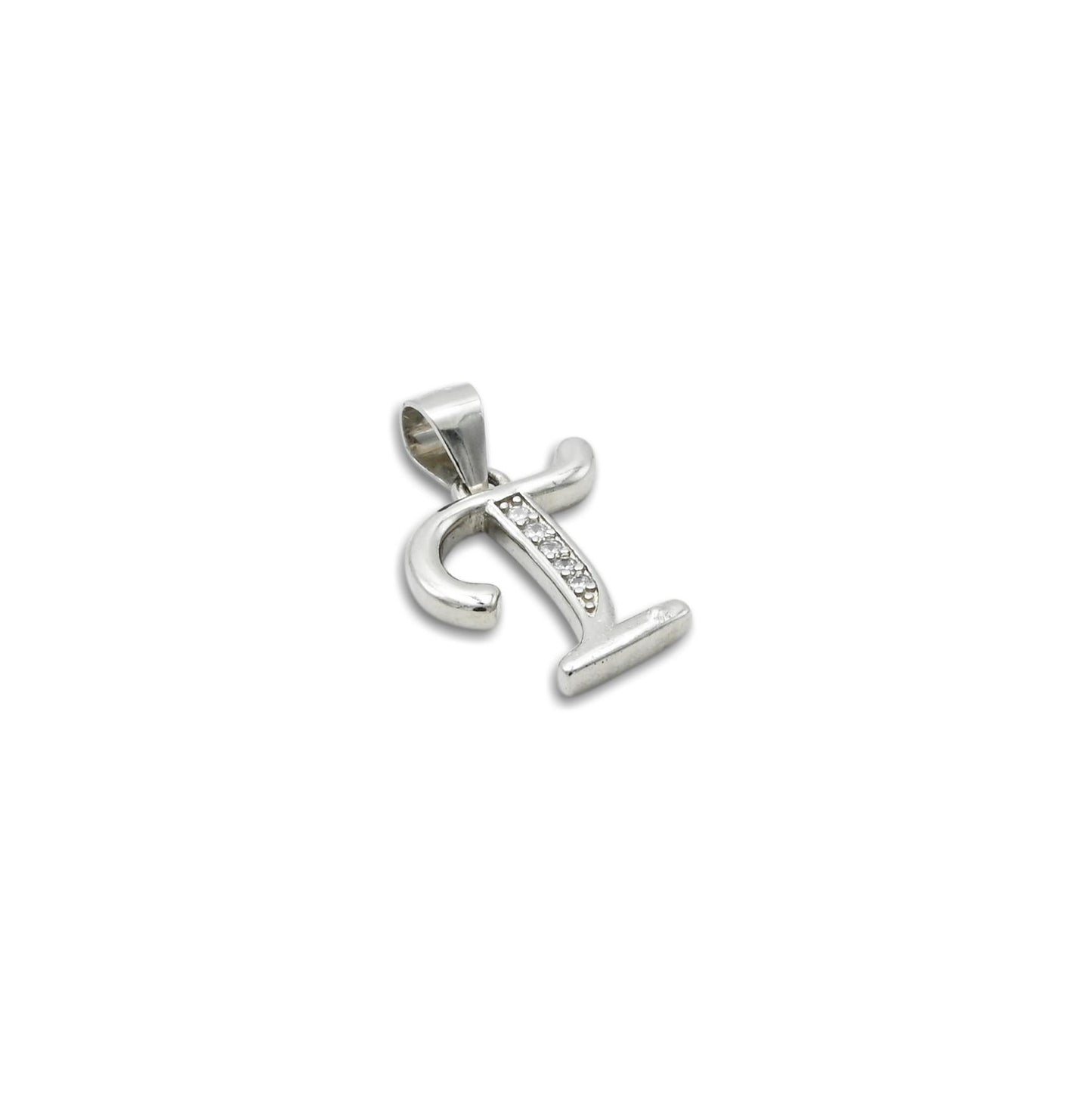 Elegant Silver Pendant with Custom T Name Symbol Design
