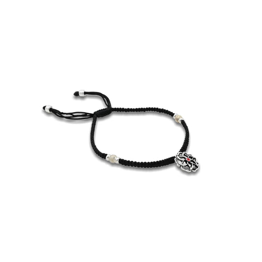 Oxidised Silver Dhaga Payal with Flower Design