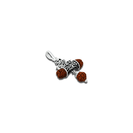 Elegant silver Rudraksha pendant engraved with the sacred 'ॐ नमः शिवाय' mantra
