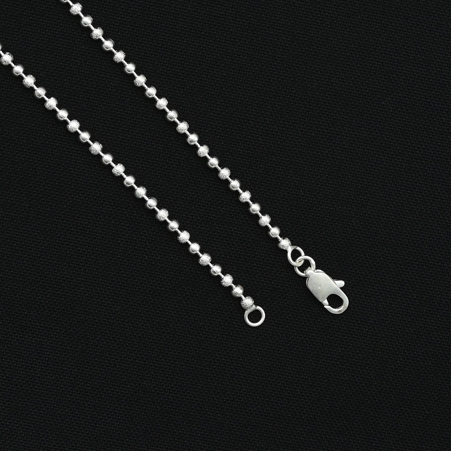 Stylish girls' sterling silver chain with radiant shiny beads