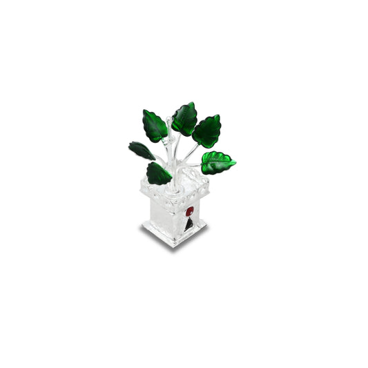 925 silver Tulsi plant featuring CZ color stones, designed for worship and spiritual blessings