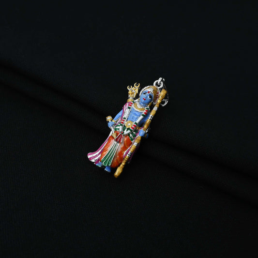 Charming sterling silver pendant with a beautifully colored Ram Ji for divine blessings