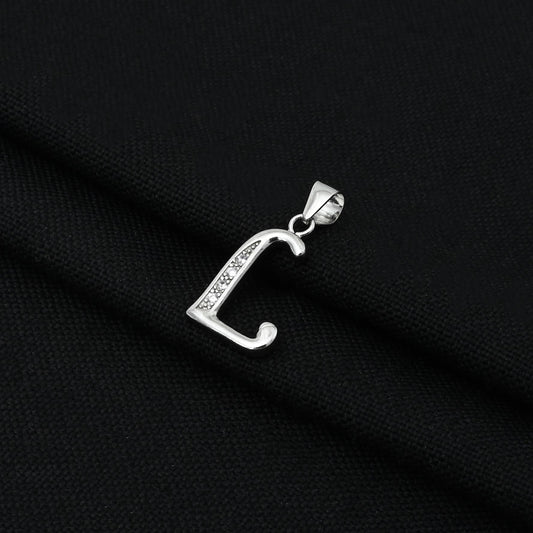 Sleek silver pendant with a modern 'L' name symbol, ideal for adding a personal touch