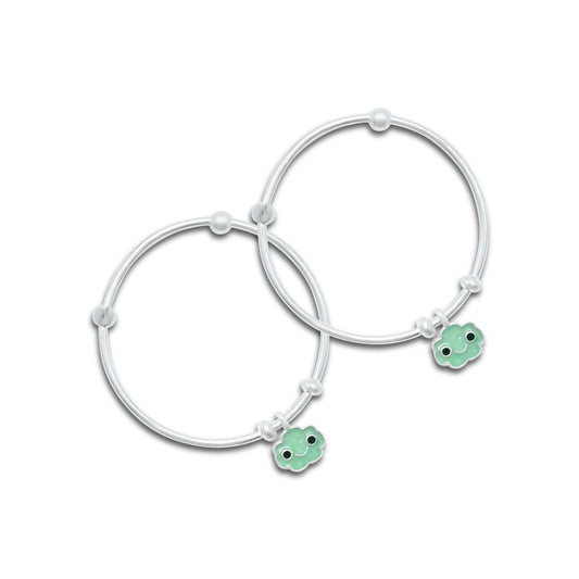 Sterling Silver Vintage Green Smiley Charm Baby Kada for Newborns - Adorable and Elegant