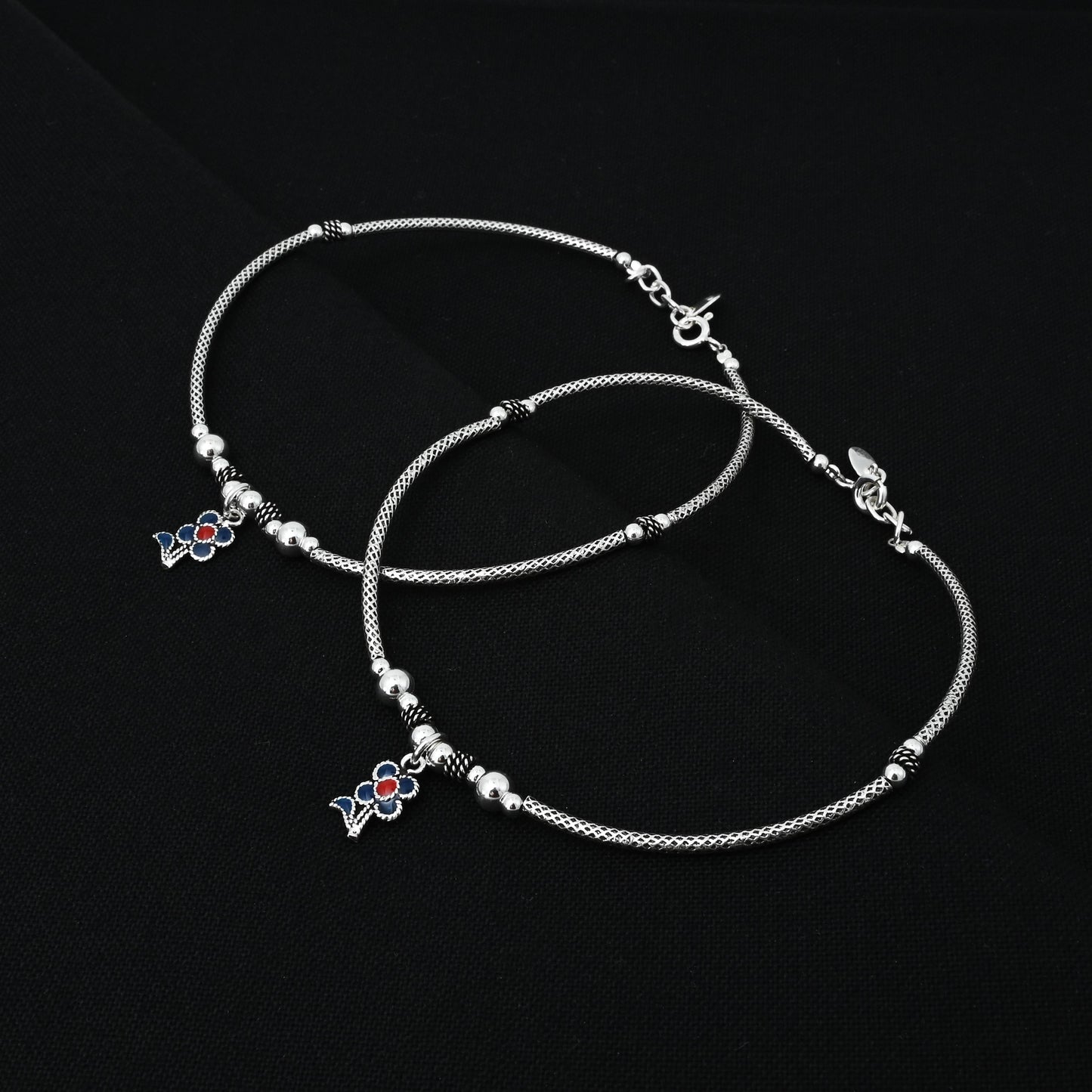 Silver Positivity Anklet (pair)