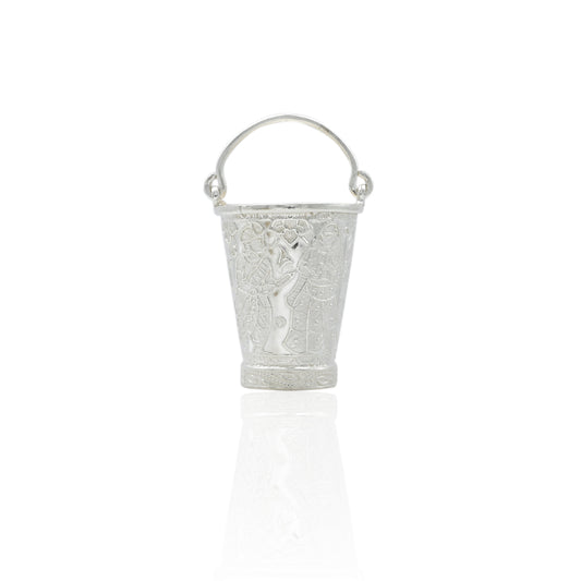 Handcrafted silver bucket featuring a distinctive floral pattern