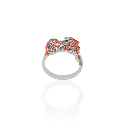 Elegant silver ring for boys, adorned with a 'HINDU' religious symbol