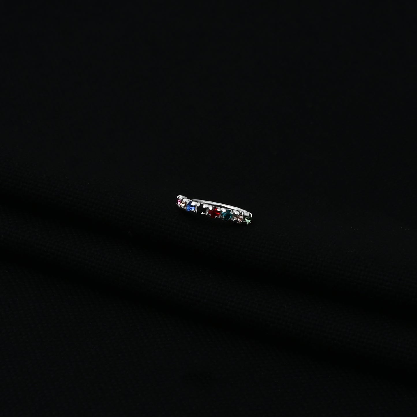 Silver Colorful Gem Stone Nosepin for Girls