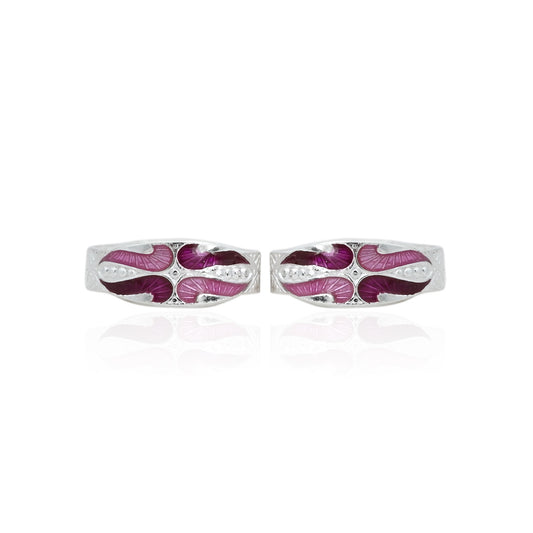 Silver Emerald Pink Waves Toe Ring