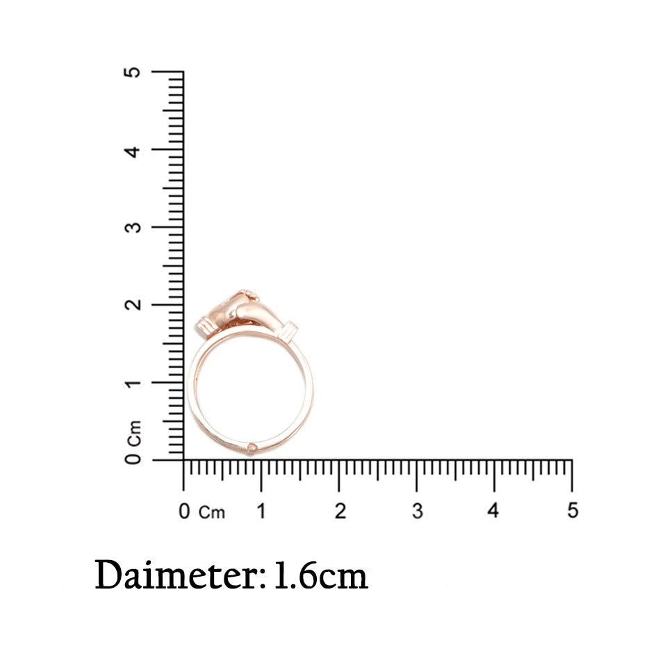 Stylish silver ring showcasing a gold rose hug motif, perfect for a chic and heartfelt accessory.