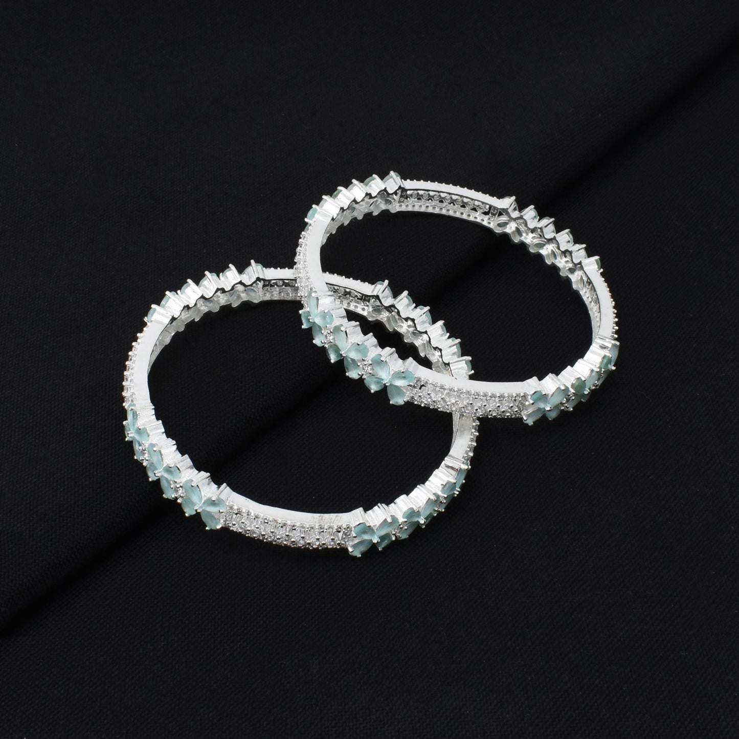 Silver White Minimal Gem Bangles