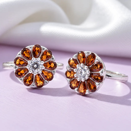 Round Flower Design Silver Toe Ring(Bichiya)