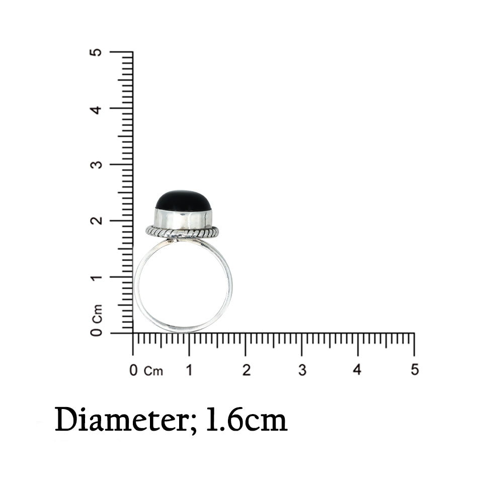 Cute round black gem ring for girls.