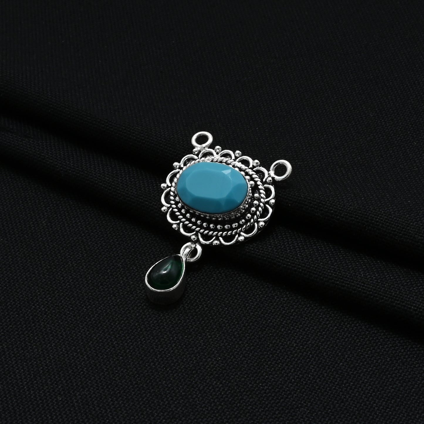 Timeless silver mangalsutra adorned with a mesmerizing sea blue gemstone