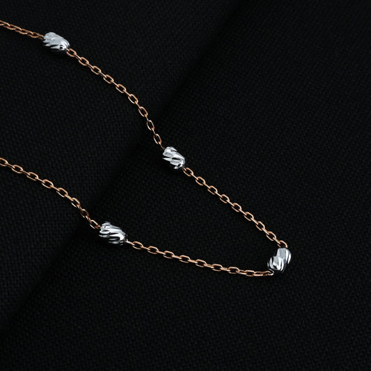 Trendy silver and rose gold chain with chic bead details
