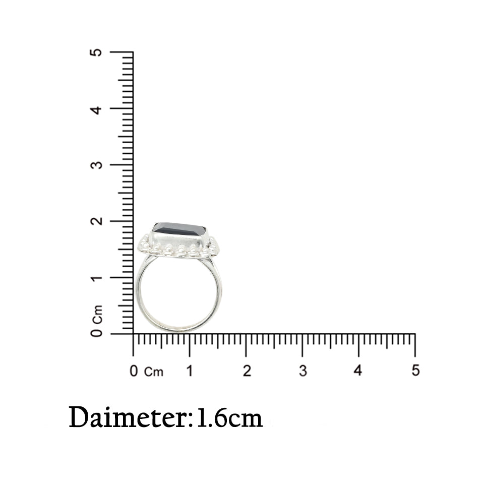 Silver Studded Blue Stone Ring