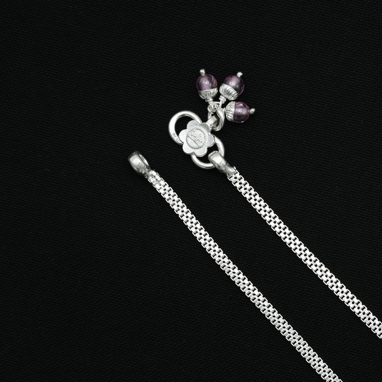 Silver anklet with a mist of affection motif, offering a subtle and elegant touch for girls