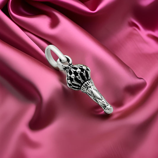 Elegant sterling silver pendant showcasing Hanuman Ji holding a black Gada