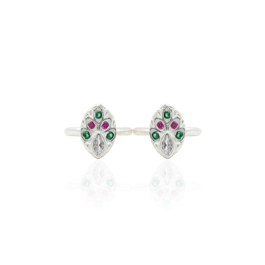 Silver Emerald Enchantment Toe Rings