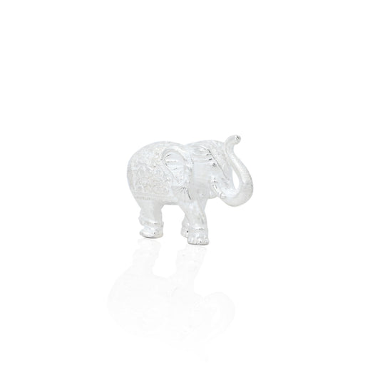 Handcrafted silver elephant idol, ideal for enhancing your home decor with divine energy and protection.