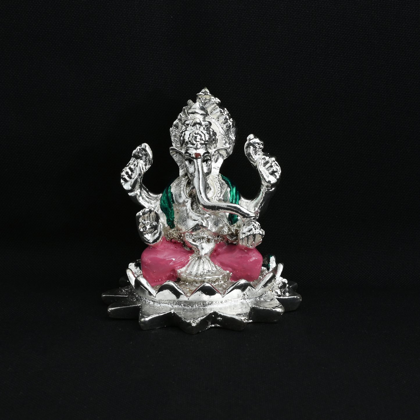 Premium silver Lord Ganesha statue, designed to bring blessings, harmony, and spiritual protection to your home.