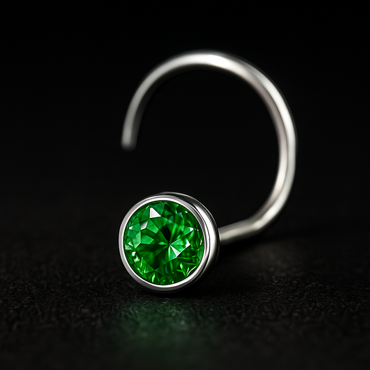 (4 Pcs ₹199 combo) Silver Nose Pin with Round Multicolour Stones