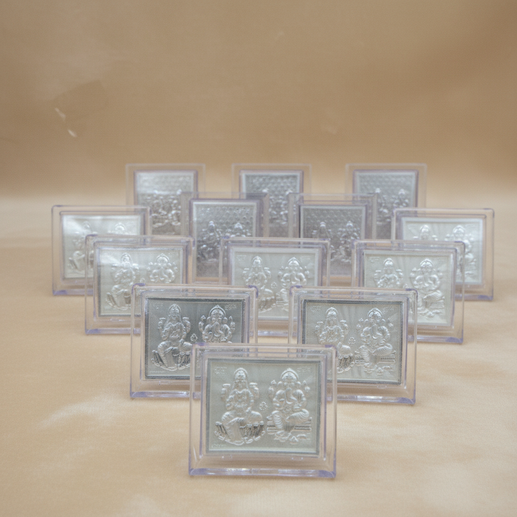 Silver Laxmi Ji Ganesh Ji Frame