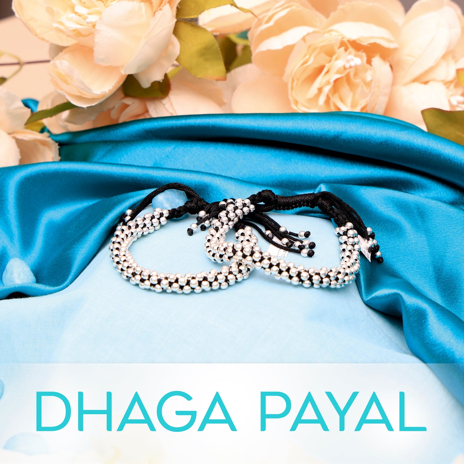 colection of silver dhaga payal.