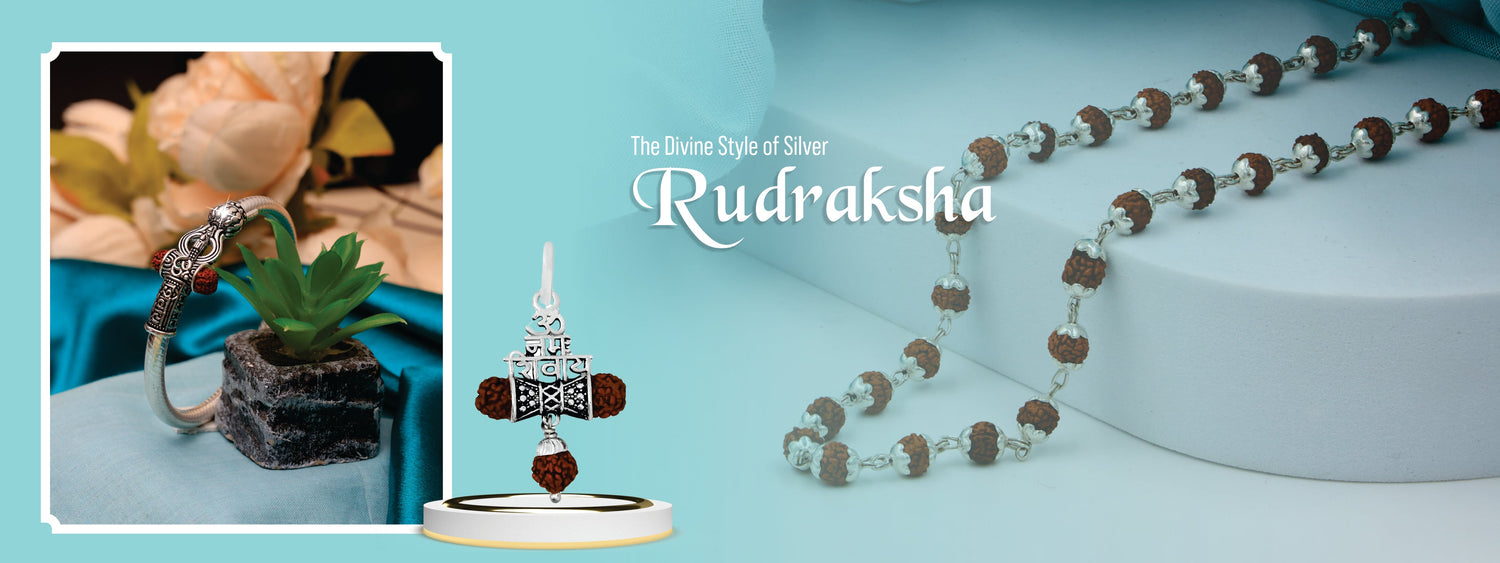 silver rudraksha and chain