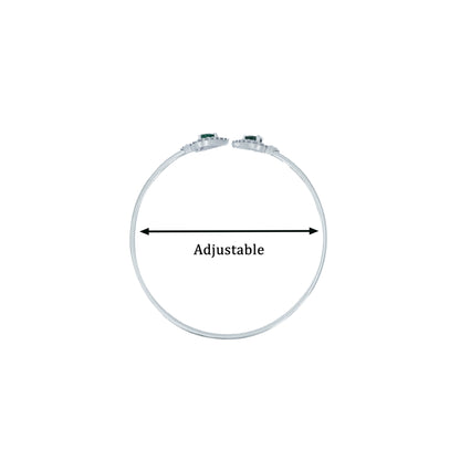 Elegant Silver Heart Ruby Stone Openable Bangle for Women