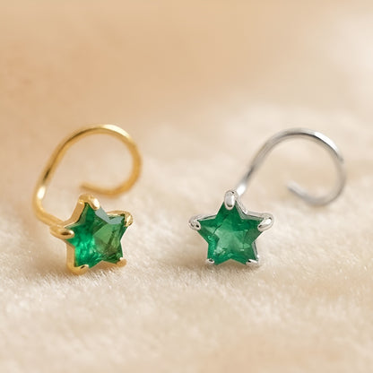 (Buy 1 get 1) Gold Polish Nose Pin with Star Multicolour Stones