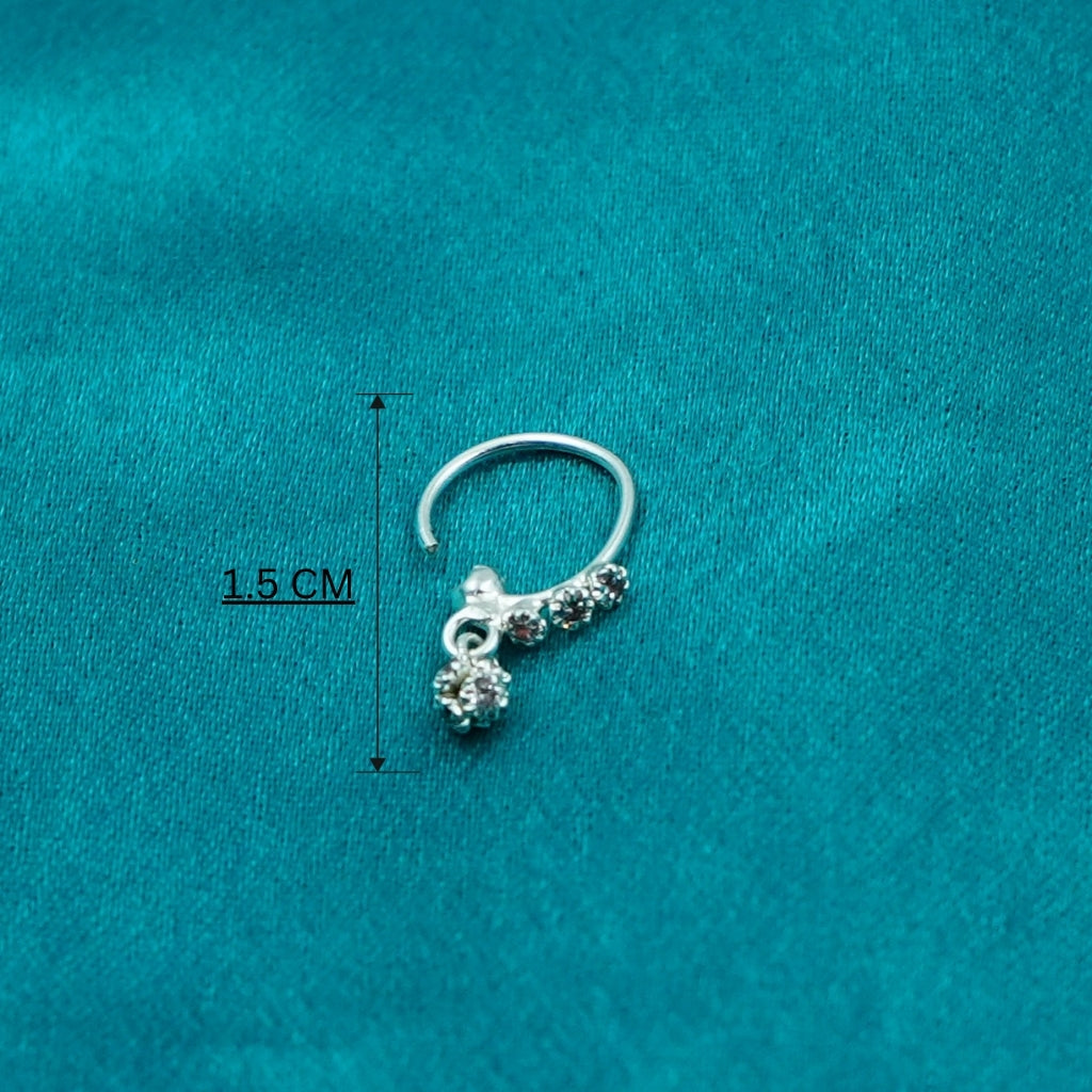 Modern Floral Silver Nose Pin Hoop Design