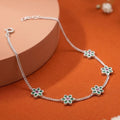 Dainty Silver Floral Charm Bracelet with Green & Pink Stones