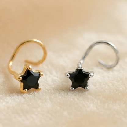 (Buy 1 get 1) Gold Polish Nose Pin with Star Multicolour Stones