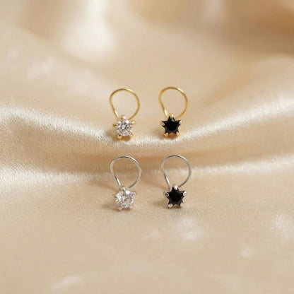 (Buy 1 get 1) Gold Polish Nose Pin with Star Multicolour Stones