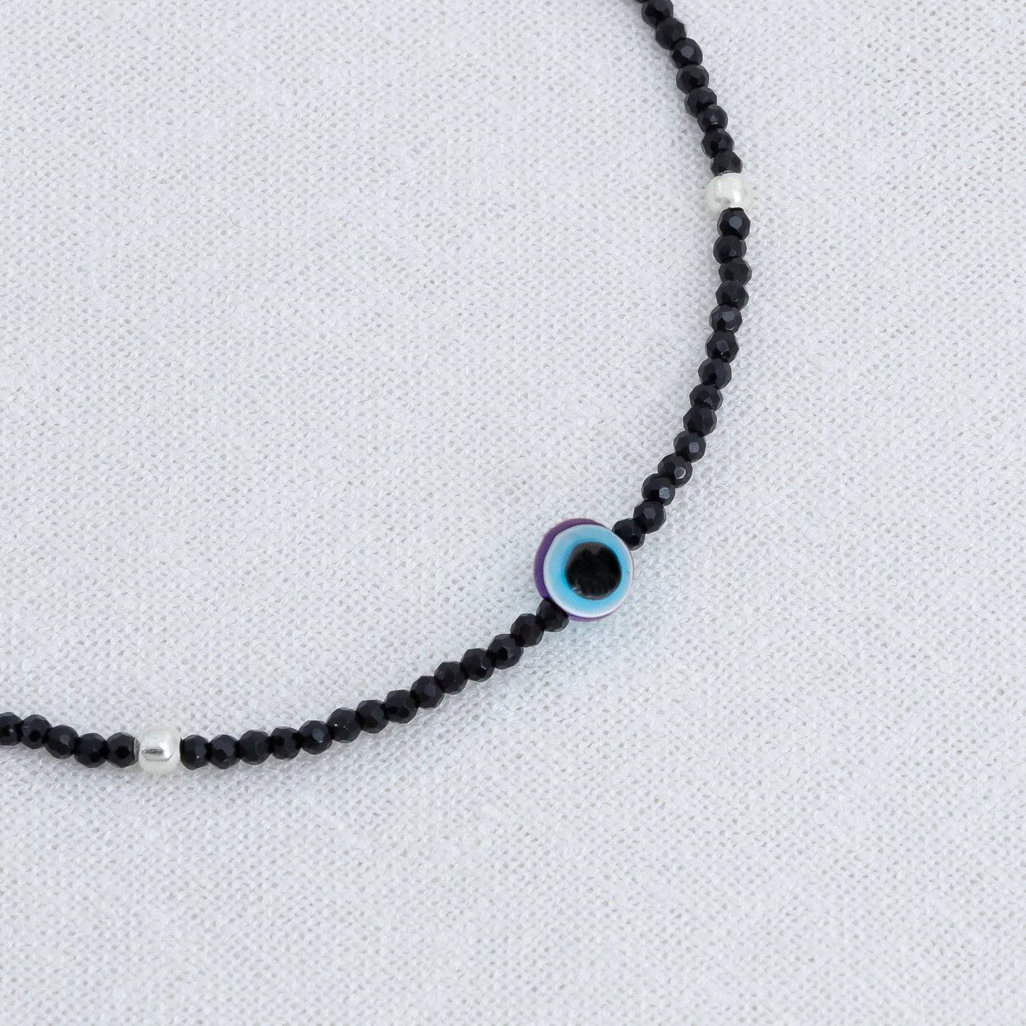 Blue Buds Evil Eye Silver Anklet