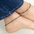 Blue Buds Evil Eye Silver Anklet