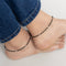 Sterling Silver Black Bead Anklet (Adjustable)