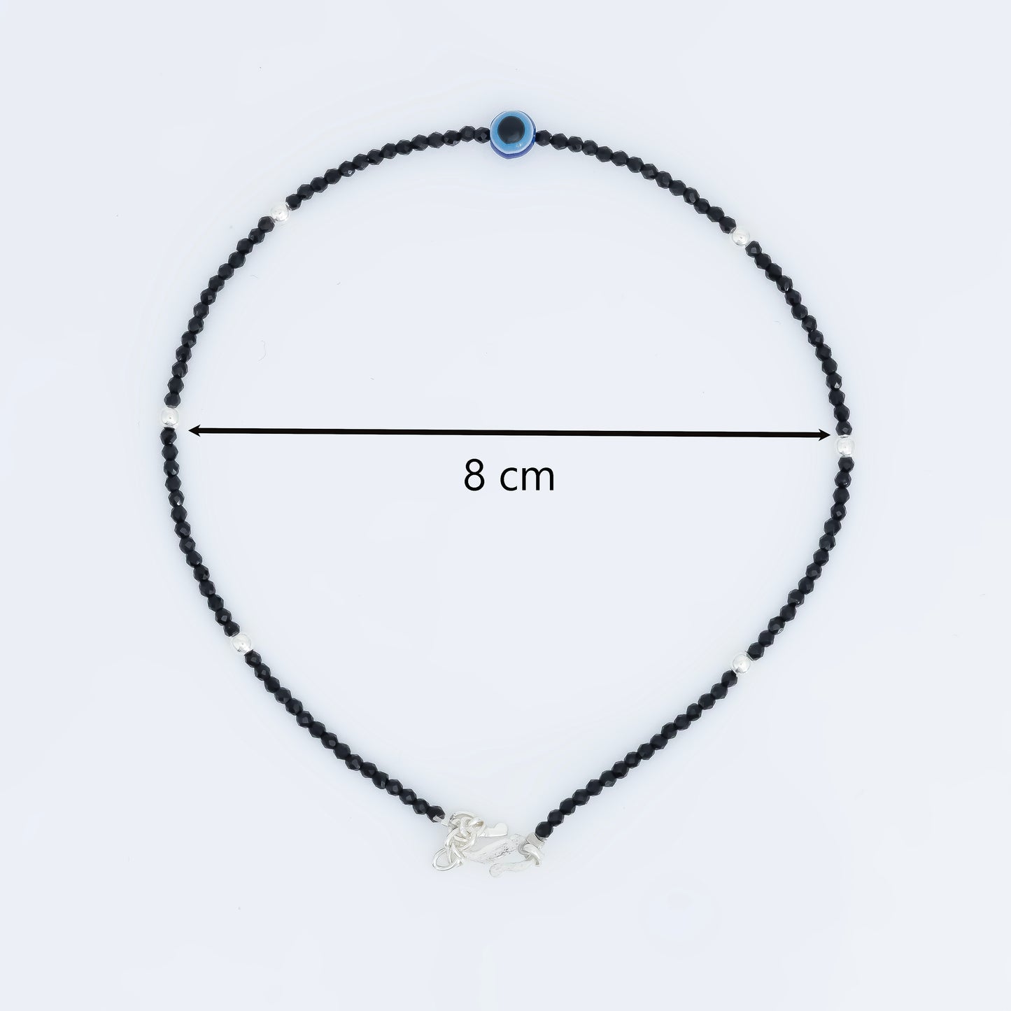Blue Buds Evil Eye Silver Anklet