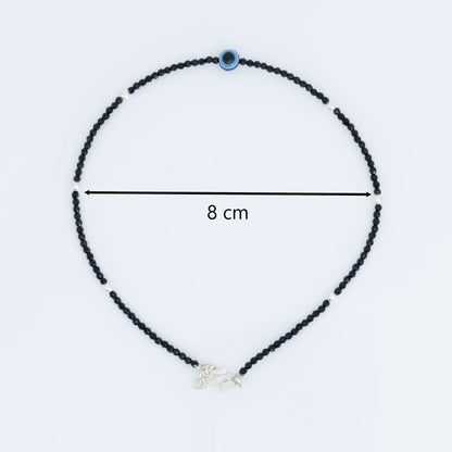 Blue Buds Evil Eye Silver Anklet