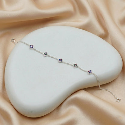 Dainty Multi Color Gemstone Bracelet in Sterling Silver